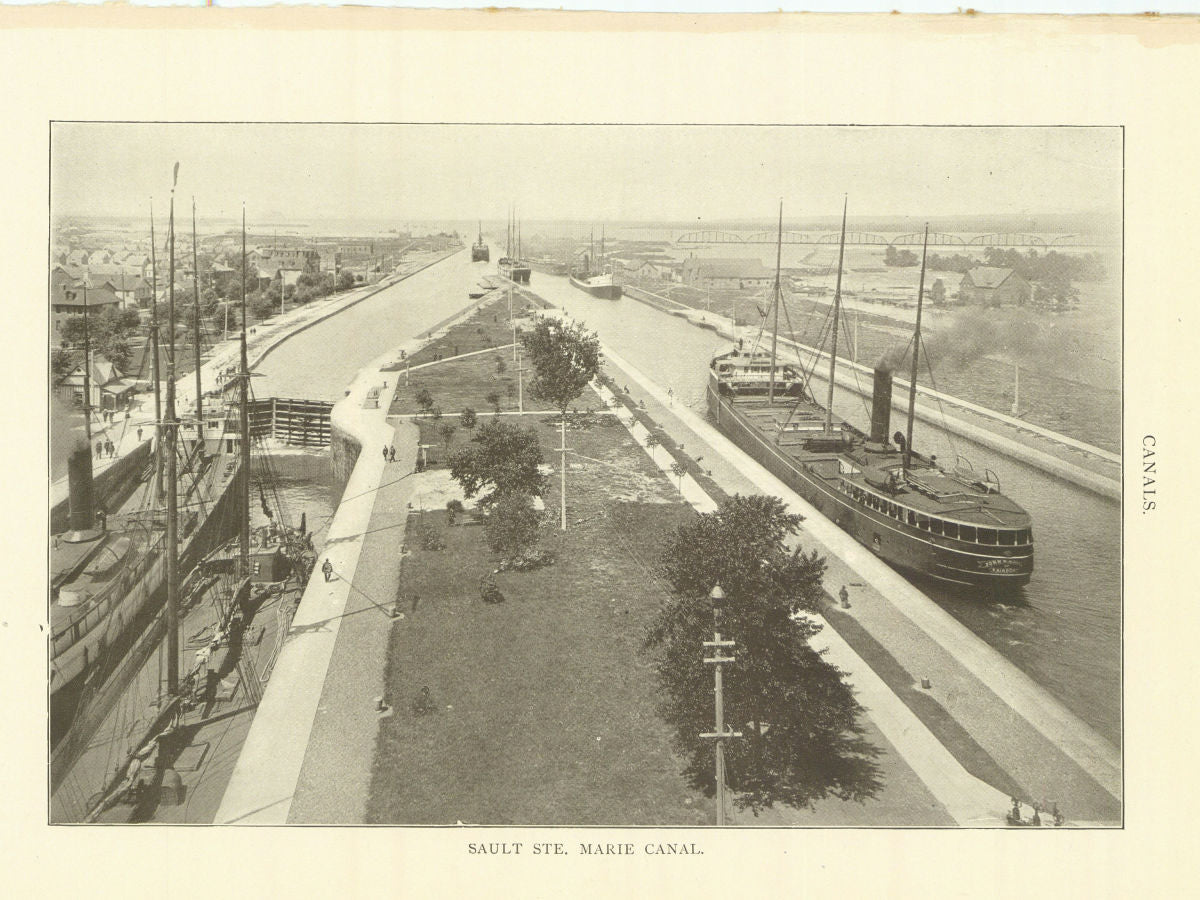 Sault Ste. Marie Canal. Canada 1907 old antique vintage print picture